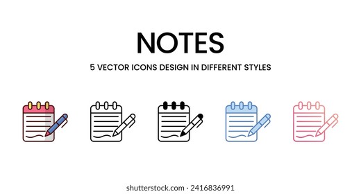Iconos de notas establecen la ilustración vectorial. material vectorial,