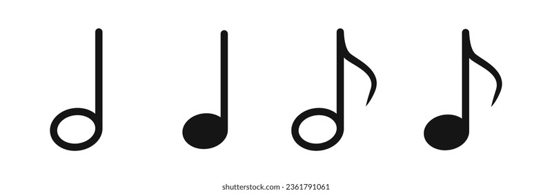 Iconos de notas. Símbolos de las notas del vector. Notas musicales. EPS 10