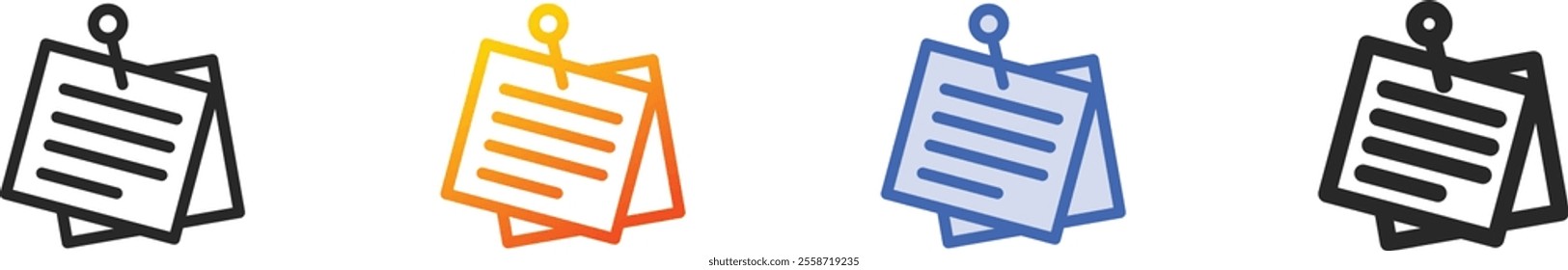 notes icon.Thin Linear, Gradient, Blue Stroke and bold Style Design Isolated On White Background