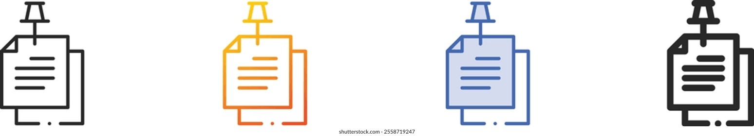 notes icon.Thin Linear, Gradient, Blue Stroke and bold Style Design Isolated On White Background