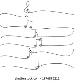 Notes line art vector music sign and symbol. One continuous minimalist abstract line art drawing style. 