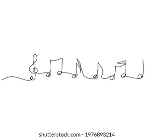 Notes line art vector music sign and symbol. One continuous minimalist abstract line art drawing style. 