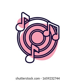 nota línea estilo icono diseño de ícono, música melodía canción música arte musical y composición tema Vector ilustración