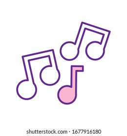 Diseño de iconos de estilo de línea de notas, Música melodía canción musical arte y composición tema Vector ilustración