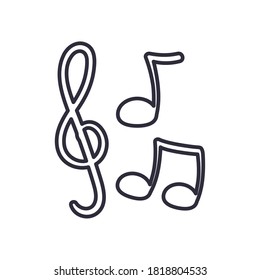 notes line style icon design, Music sound melody song musical art and composition theme Vector illustration