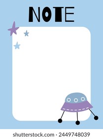 Notes list template. Organizer and Schedule with place for Notes. Good for Kids.
