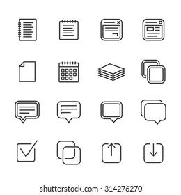 Notes, memos and plans linear icons. Outlined icons. Linear style