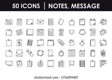 notes, messages icon set over white background, line style, vector illustration