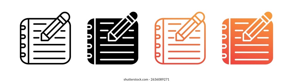 Notes Multi Style Icon Set Vector