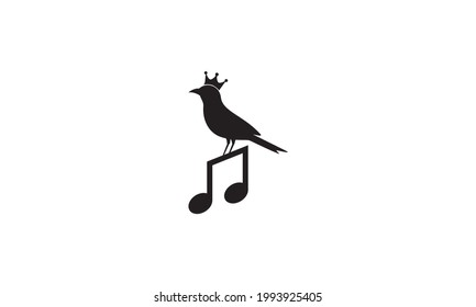 nota música y logotipo de bird king icono de ilustración