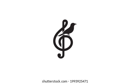 notes music and bird  logo vector icon illustration design