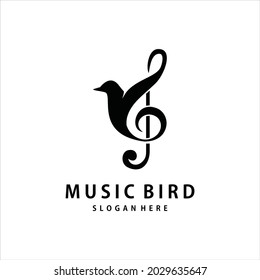 notes music and bird logo vector icon illustration design.