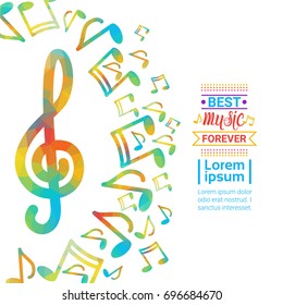Notes Music Concert Banner Colorful Modern Musical Poster Flat Vector Illustration
