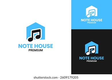 Notes music house logo design template vector illustration