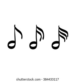 Notes music icon hand drawn vector set icon illustration 
