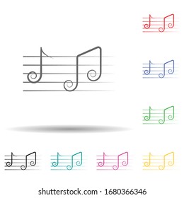 Notes music multi color set icon. Simple thin line, outline of theatre icons for ui and ux, website or mobile application