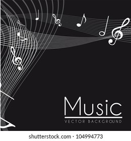 notes musical, black and white. vector illustration