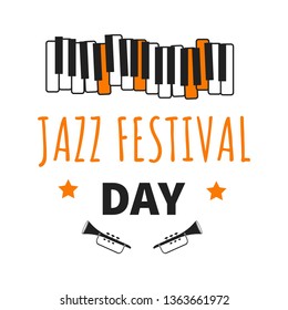 Notes and musical instruments isolated icons international jazz festival day vector music genre holiday saxophone and trumpet emblem or logo melody or song art show or concert play and listen