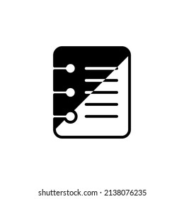 Notes, Notepad, Notebook, Memo, Diary, Paper Solid Line Icon Vector Illustration Logo Template. Suitable For Many Purposes.