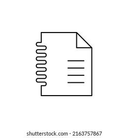 Notes, Notepad, Notebook, Memo, Diary, Paper Thin Line Icon Vector Illustration Logo Template. Suitable For Many Purposes.