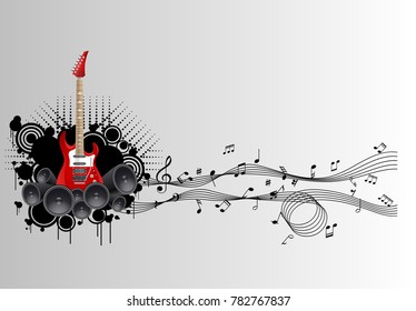 Notes off of the guitar, Guitar fly icon notes, Vector illustration