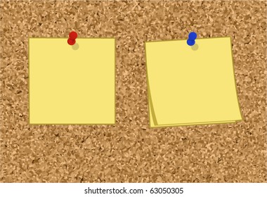Notes on cork board - vector illustration
