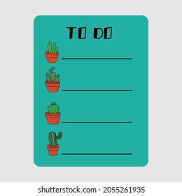 Notes paper with cactus plant design