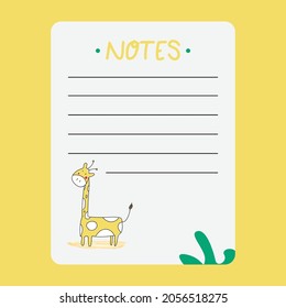 Notes paper with cute giraffe design