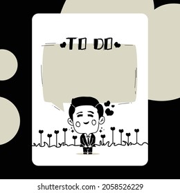 Papel de notas con diseño de hombre enamorado