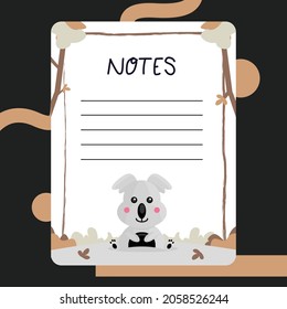 Notizpapier mit Koala-Illustrationsdesign