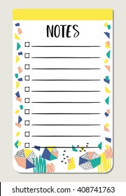 Notes paper for organized you planner. Template for scrapbooking, sticker, wrapping, wedding invitation, notebooks, diary.