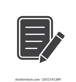 Papel de notas con el icono de la pluma Ilustración vectorial aislada sobre fondo blanco.