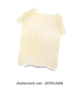 Notes paper sheet mockup attached with adhesive tape