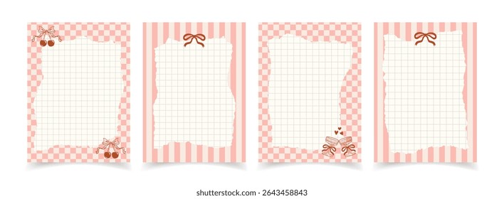 Notes for a planner in the style of a coquette and La Dolce Vita. Whimsical electronic organizer. Vector illustration.