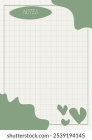 Notas Imprimible A4 Formato de Documento Hoja Diario de Papel Horario Verde Diseño de Vector Abstractas