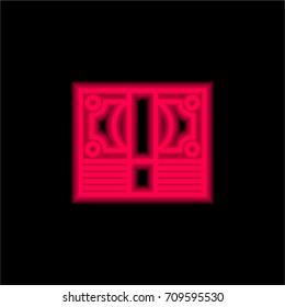 Notes red glowing neon ui ux icon. Glowing sign logo vector