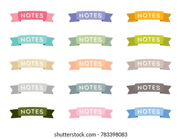 Notes Ribbon Banner Vector Set 