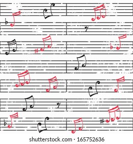 notes seamless pattern with grunge effect