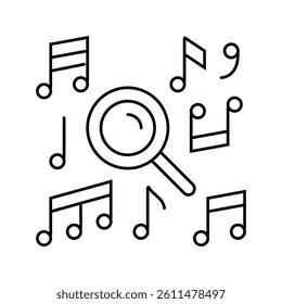 notes search magnifying glass line icon vector. notes search magnifying glass sign. isolated contour symbol black illustration