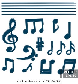 Notes. Set. Music. Sounds. For your design.