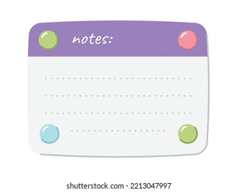 Notes sheet with magnet Design Element. Vector illustration