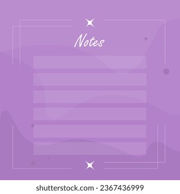 Notes Sheet On Purple Abstract Background Fashion Soft Glamour Style Vector Design