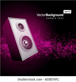 Notes with speaker music background