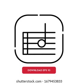 Notes symbol, Music class outline vector icon. Modern, simple flat vector illustration for web site or mobile app