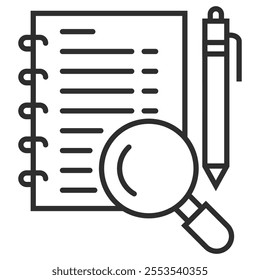 Notes and tasks book outline icon, editable vector illustration and transparent graphic element. Isolated on white background