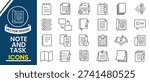 Notes and Tasks icon set collection. Set of thin line notes and tasks icons symbol. Task completed, progress, organize, unfinished, deadline, milestone, delay, edit document, batch processing vector.   