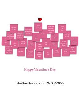 Notes for Valentine's Day. Modern and Abstract Background. Stock Vector Illustration. Minimalist Creative Design Concept