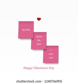 Notes for Valentine's Day. Modern and Abstract Background. Stock Vector Illustration. Minimalist Creative Design Concept