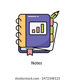 Notes vector filled outline icon style illustration. Symbol on White background EPS 10 File