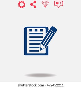 Notes vector icon on grey background.